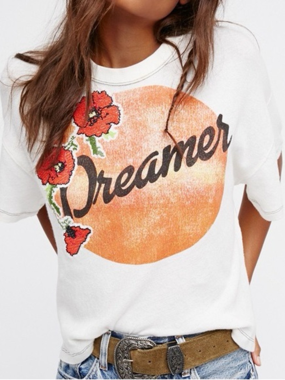 Free People Embroidered Tee